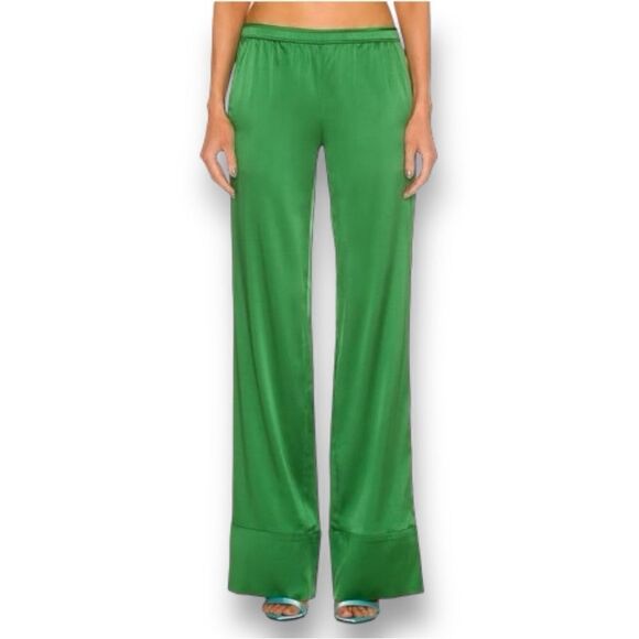 SER.O.YA Women’s Hazel Silk Pants in the Size Large in Amazon Green Color - Picture 5 of 15